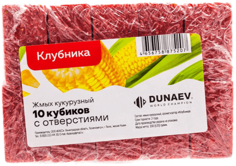 Жмых DUNAEV кукурузный Клубника 300гр 10шт/уп Жмых DUNAEV кукурузный Клубника 300гр 10шт/уп